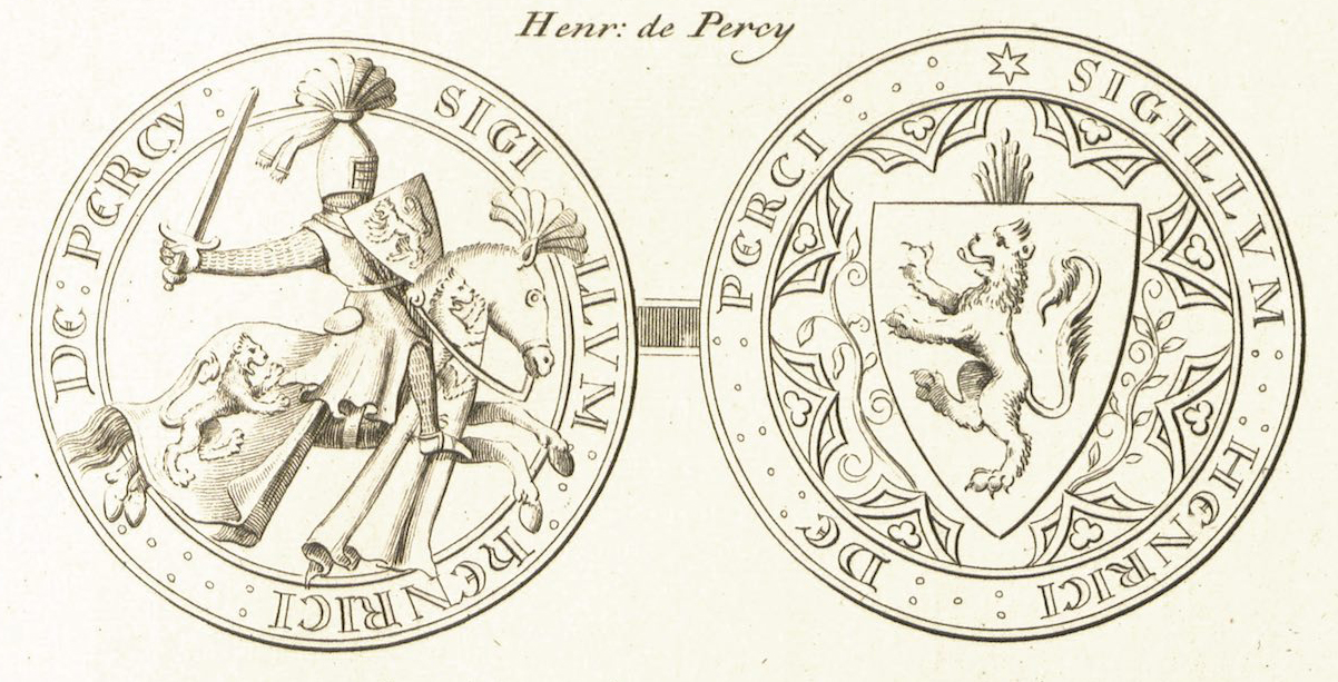 Two medieval seals featuring a mounted knight and a lion emblem.