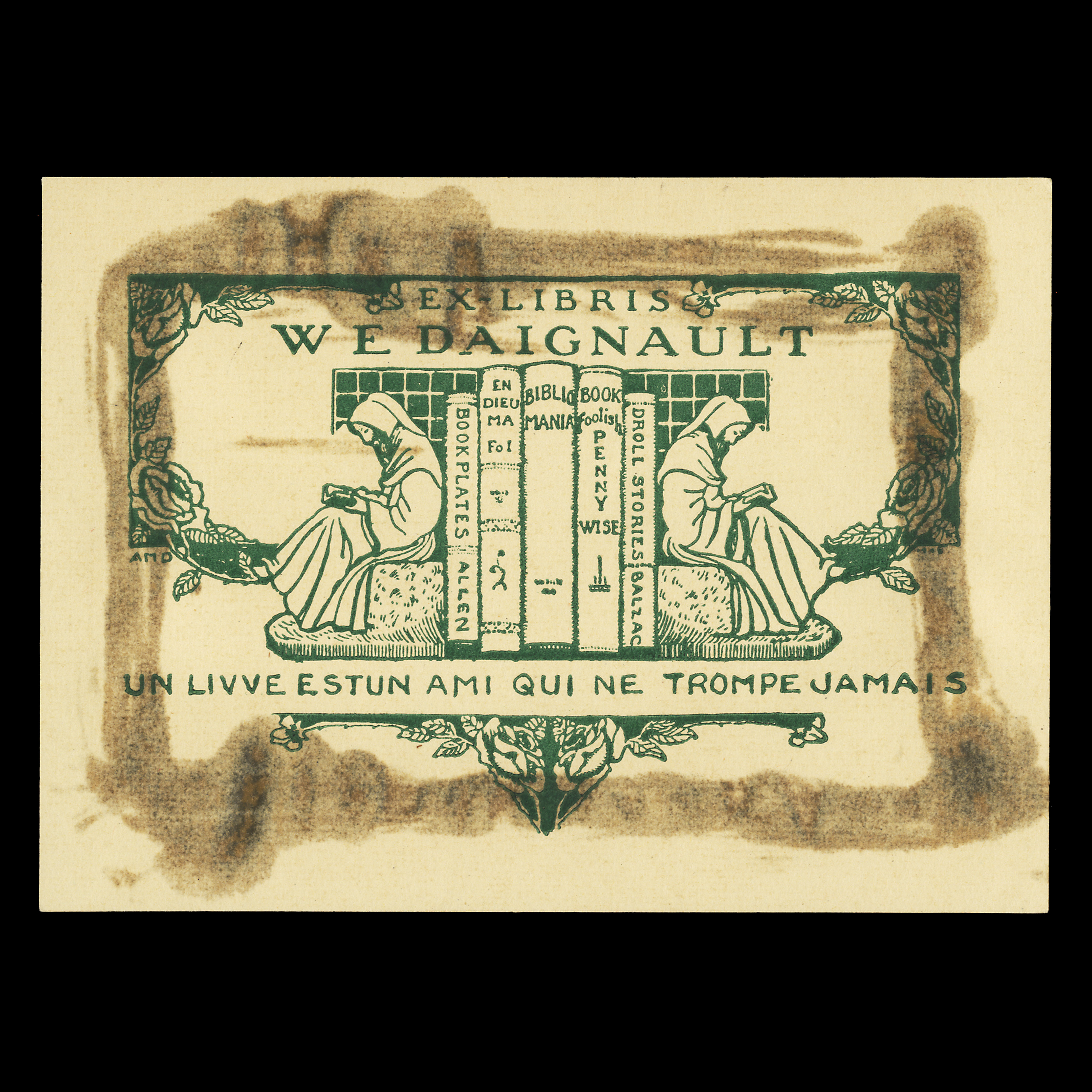 Anne M. Danielsen, Bookplate of W.E. Daignault. (Undated). University of Illinois Library.