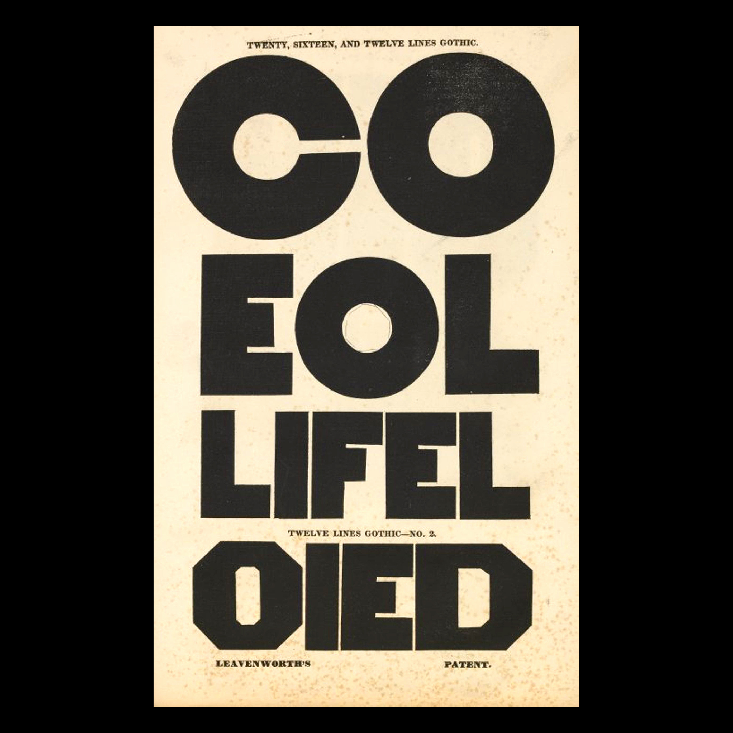 Type specimen showing twenty, sixteen, and twelve lines gothic.