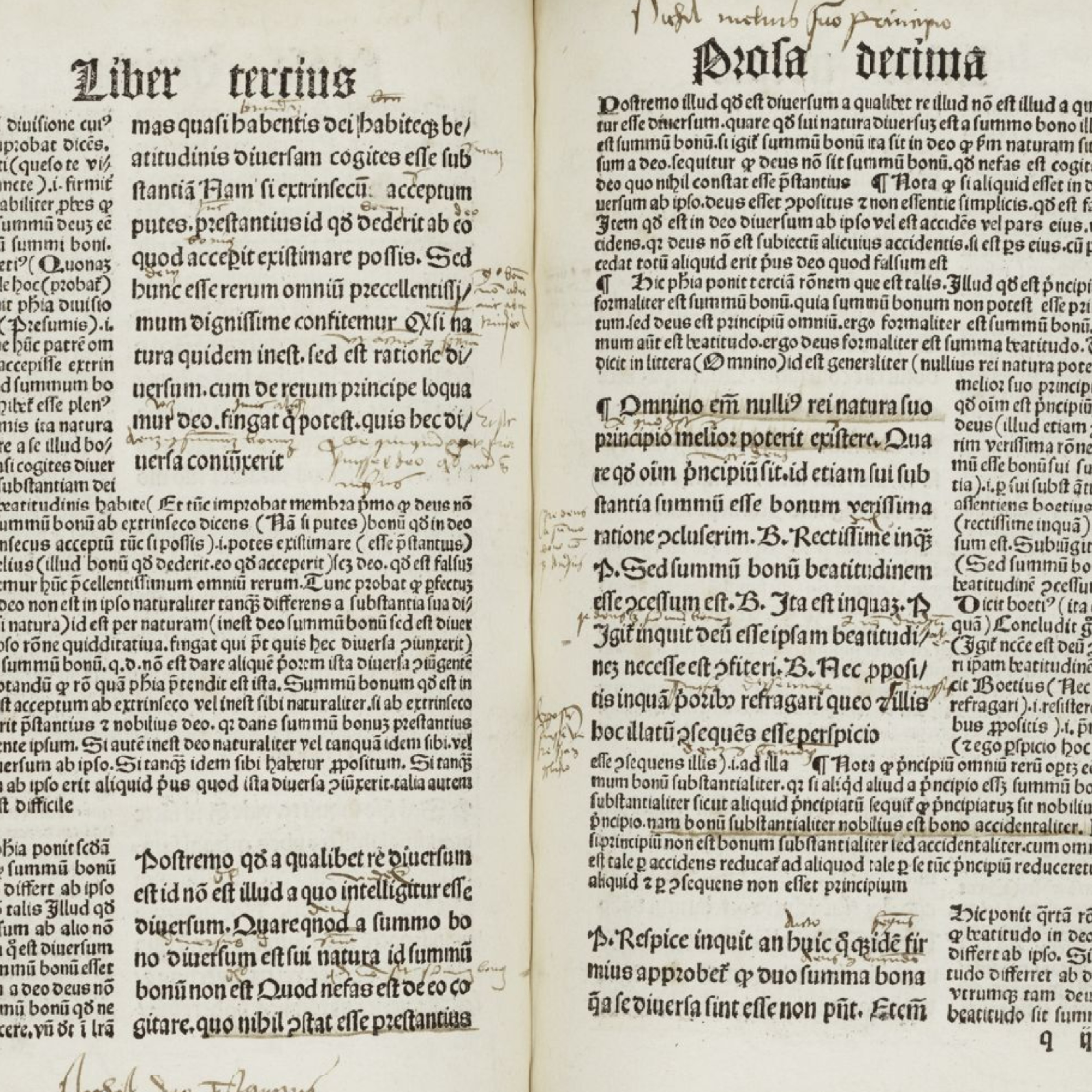 Printed text with printed glosses and manuscript annotations.